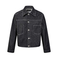 High-End Denim Jacket with Short Length and Visible Stitching Design