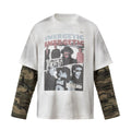 Camouflage splicing fake two-piece top t-shirt