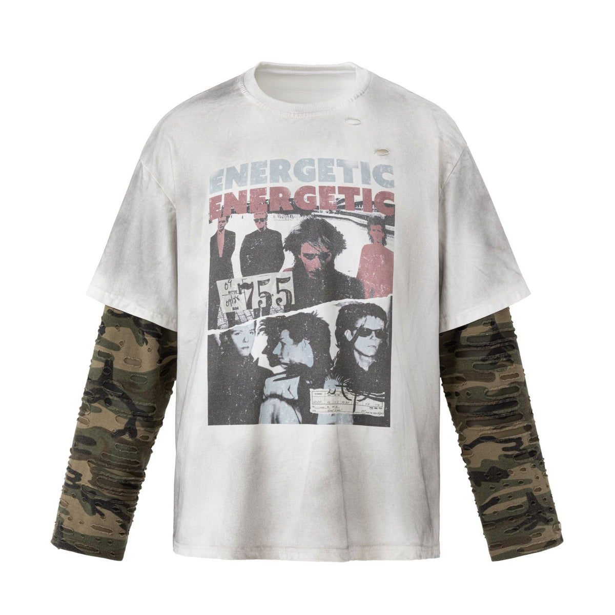 Camouflage splicing fake two-piece top t-shirt