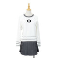 Color collision embroidery slim fit sweater for women