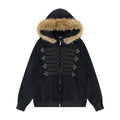 Woolen collar hooded cardigan sweatshirt