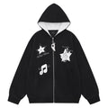 Star note hooded jacket women's polka dots