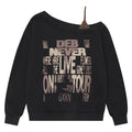 Slanted shoulder off shoulder short hoodie with stacked leopard print
