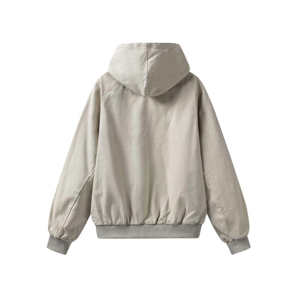 Asymmetrical Placket Loose Oversized Hooded Work Jacket