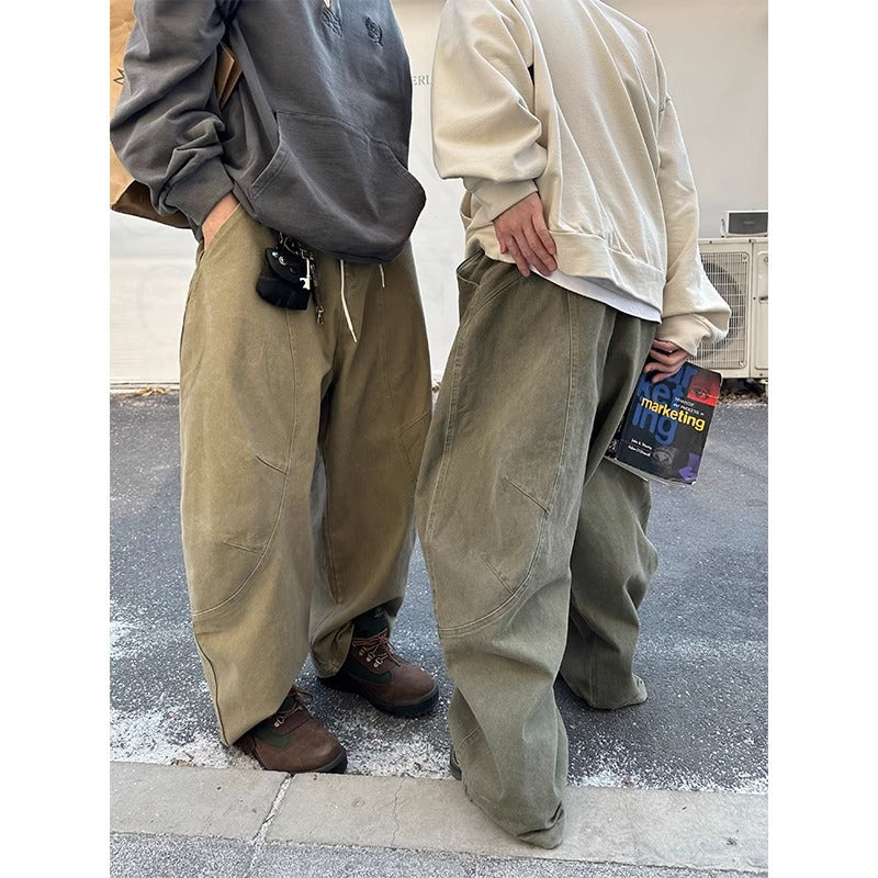 Retro High Street Loose Straight Leg Jeans Men Spring Autumn New Style Versatile Wide Leg Deconstructed Design Pants