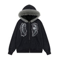 Adhesive bone print hooded jacket