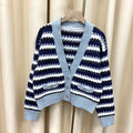 Striped V-neck sweater top for women
