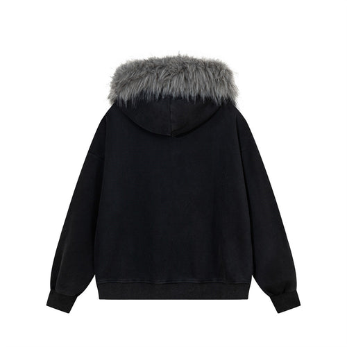 Adhesive bone print hooded jacket