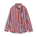 Elegant stand up collar bow striped shirt