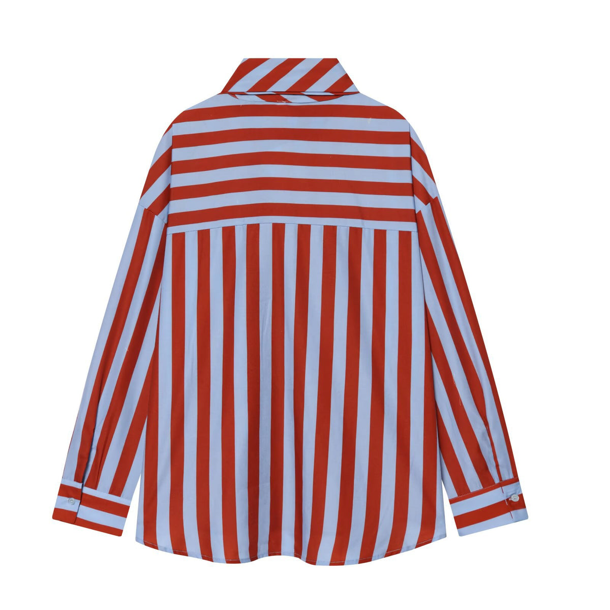 Elegant stand up collar bow striped shirt