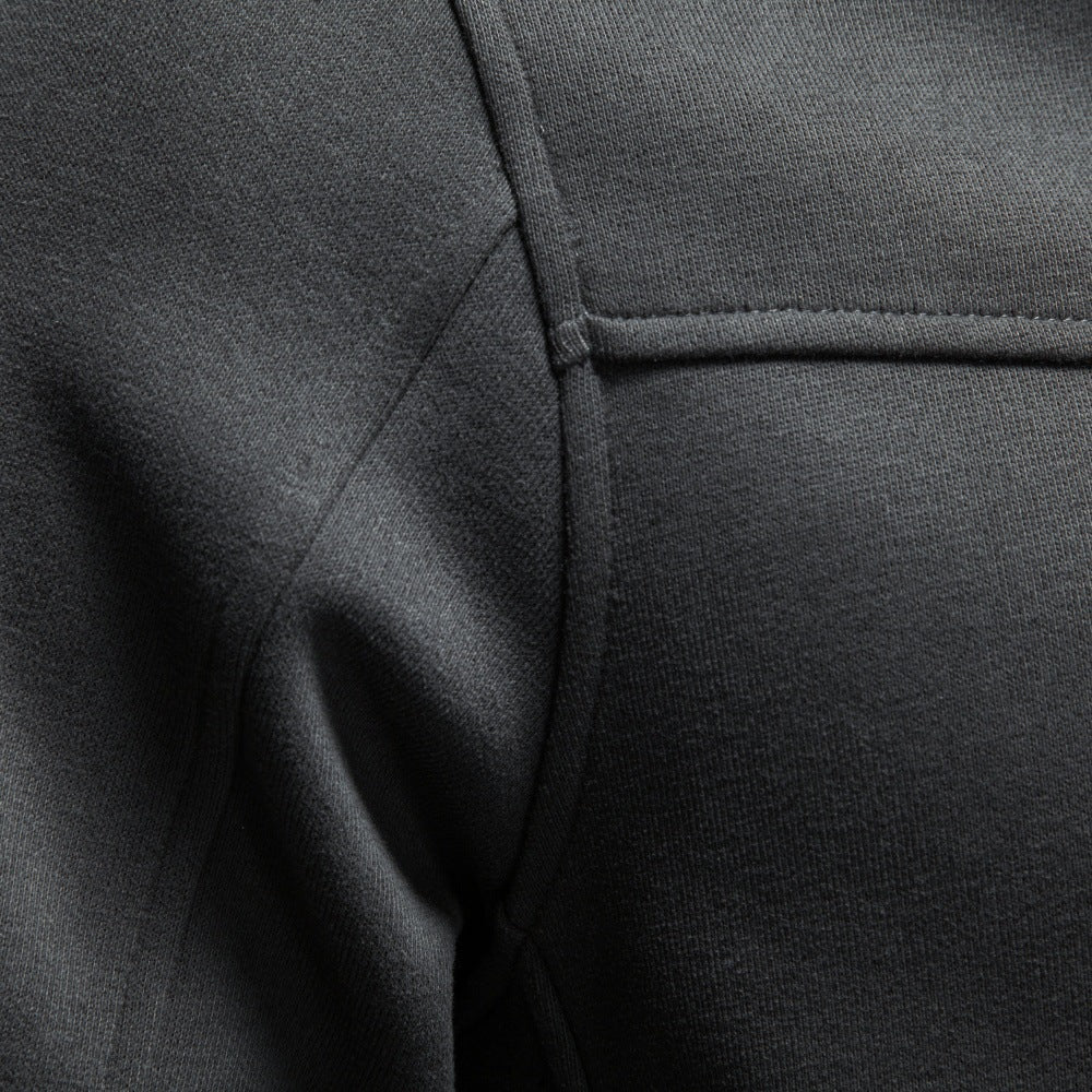 Stand up collar half zipper pullover hoodie top