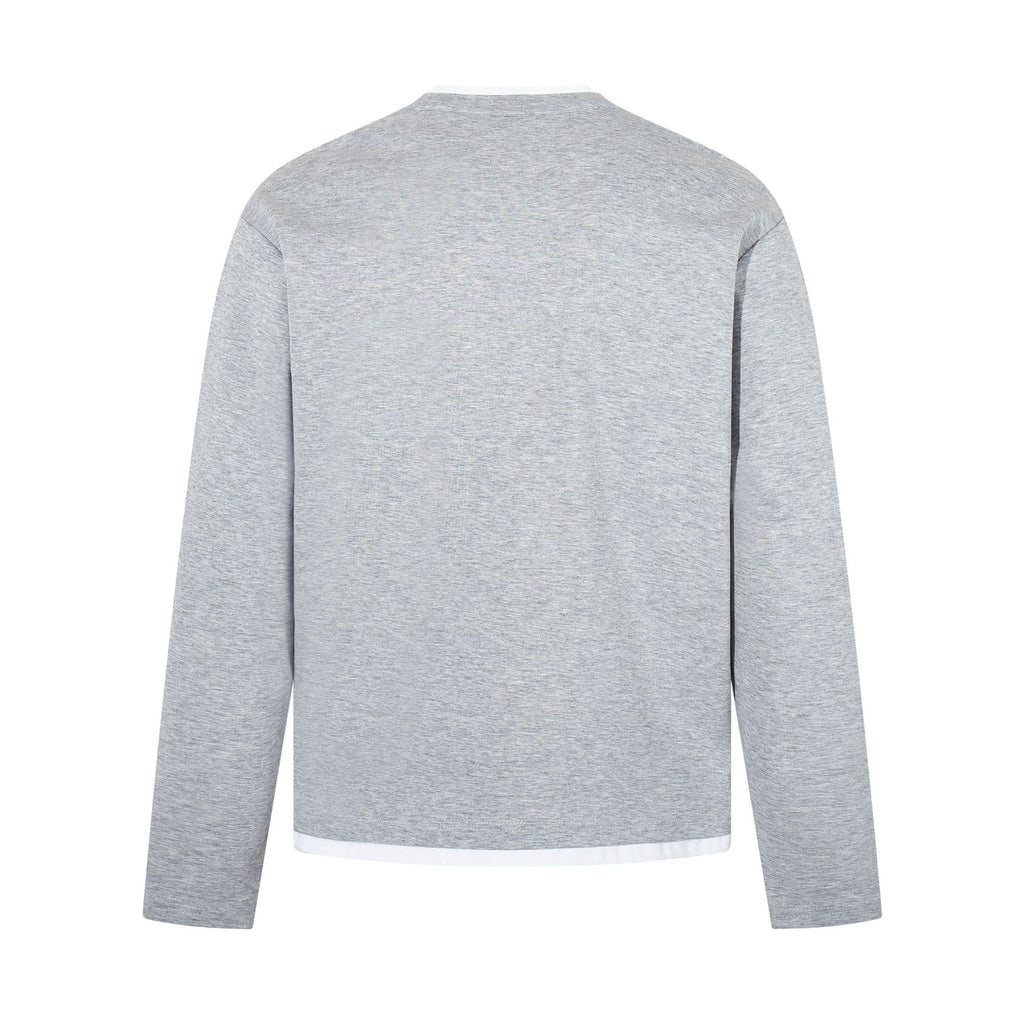 Retro Fake Two Henley Collar Long Sleeve