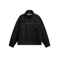 Irregular Slant Neck Short Denim Jacket for Men,  Vintage Loose Fit Style
