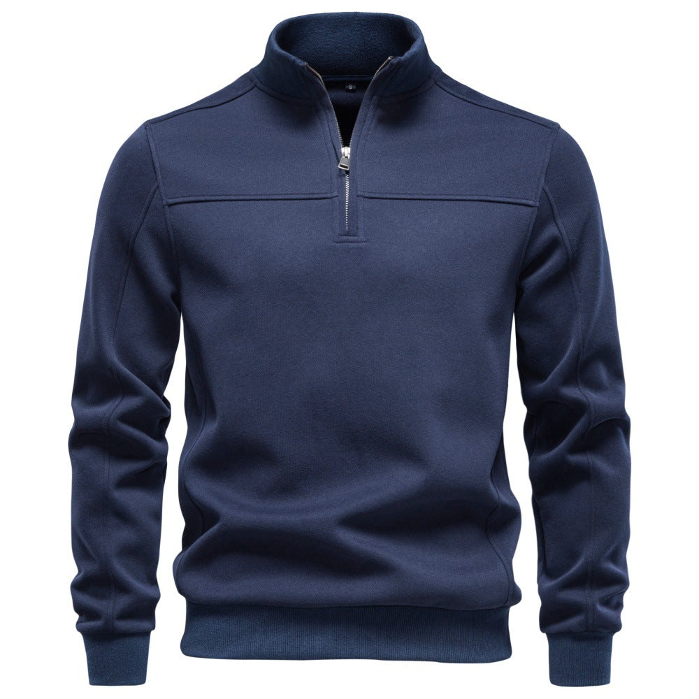 Stand up collar half zipper pullover hoodie top