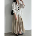 Textured Embroidered Blouse for Women, Hollow-Out Design, Turn-Down Collar, Lightweight Outerwear, Versatile Fit