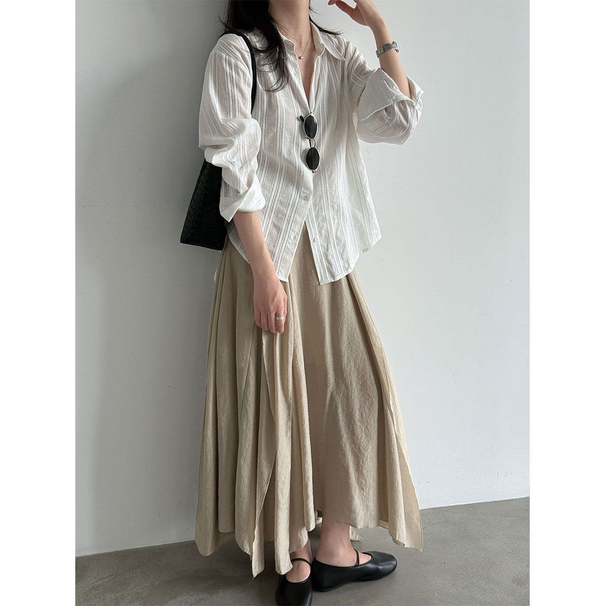 Textured Embroidered Blouse for Women, Hollow-Out Design, Turn-Down Collar, Lightweight Outerwear, Versatile Fit