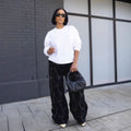 Street Style Dyed Deconstructed Pleated Washed Denim Pants