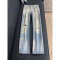Distressed Denim Pants Men's Casual Trendy Straight Leg Pants