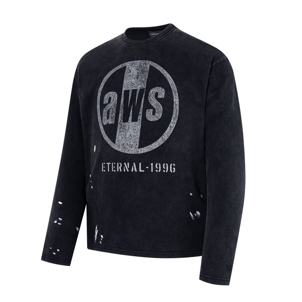 Letter printed long sleeved T-shirt loose casual top