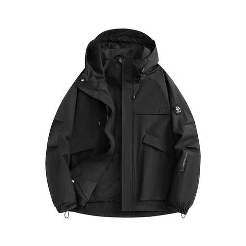 Casual Workwear Solid Color Long Sleeve Zipper Hooded Regular Fit Windbreaker Jacket for Men
