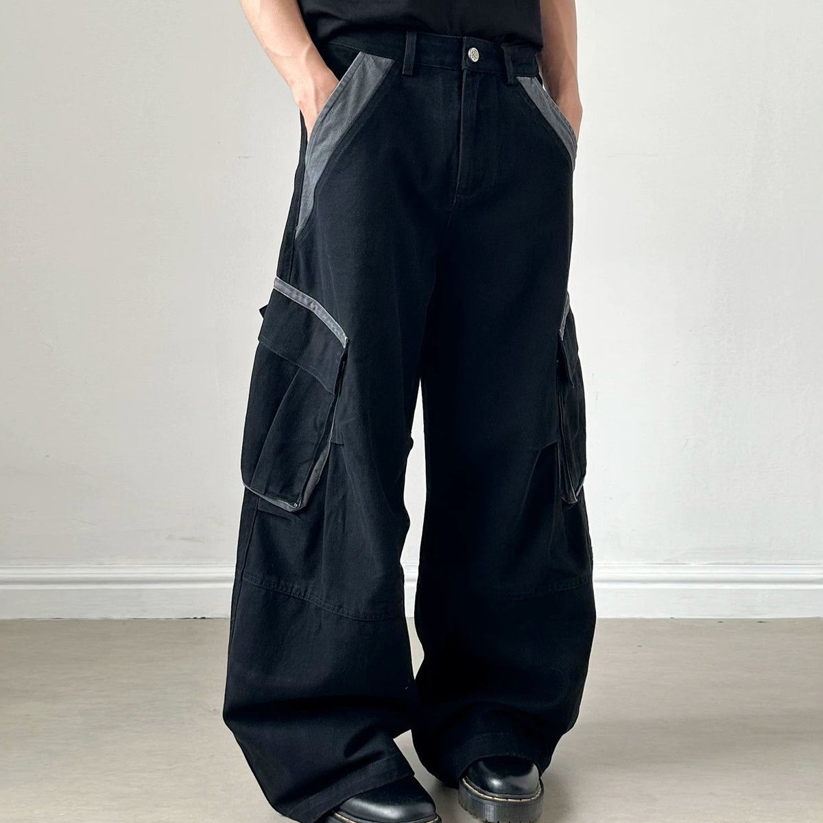 Street Style Fashion Vintage Side Multi-Pocket Cargo Pants Men's Loose Wide Leg Versatile Casual Trousers