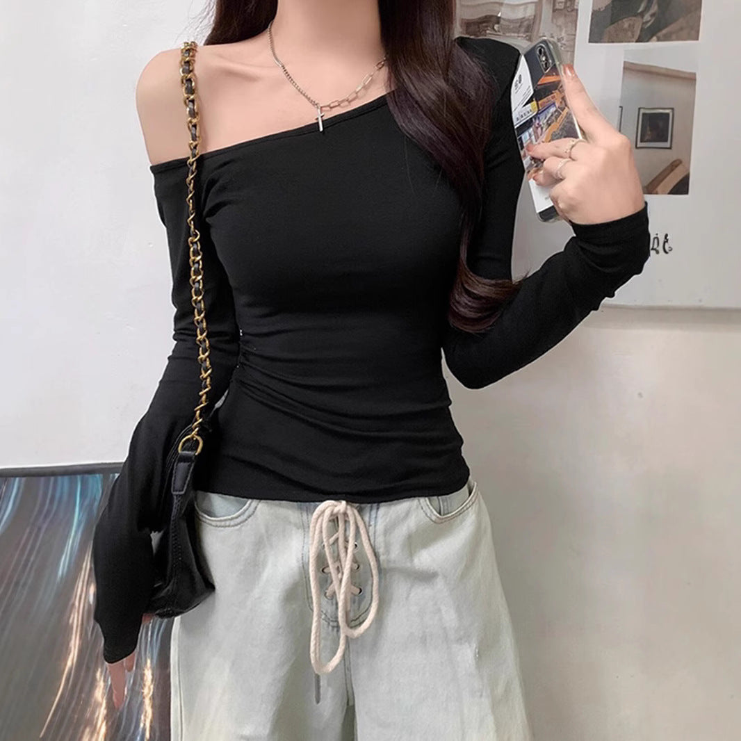 Wholesale Off-Shoulder Long Sleeve T-Shirt for Women, Slim Fit, Sexy Inner Wear Top