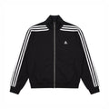 Sporty Side Stripe Open Front Stand Collar Loose Casual Hoodie
