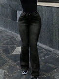 Summer Women's Fashionable Charming Flared Denim Pants, Versatile, Simple and Elegant Long Pants