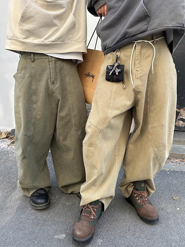 Retro High Street Loose Straight Leg Jeans Men Spring Autumn New Style Versatile Wide Leg Deconstructed Design Pants