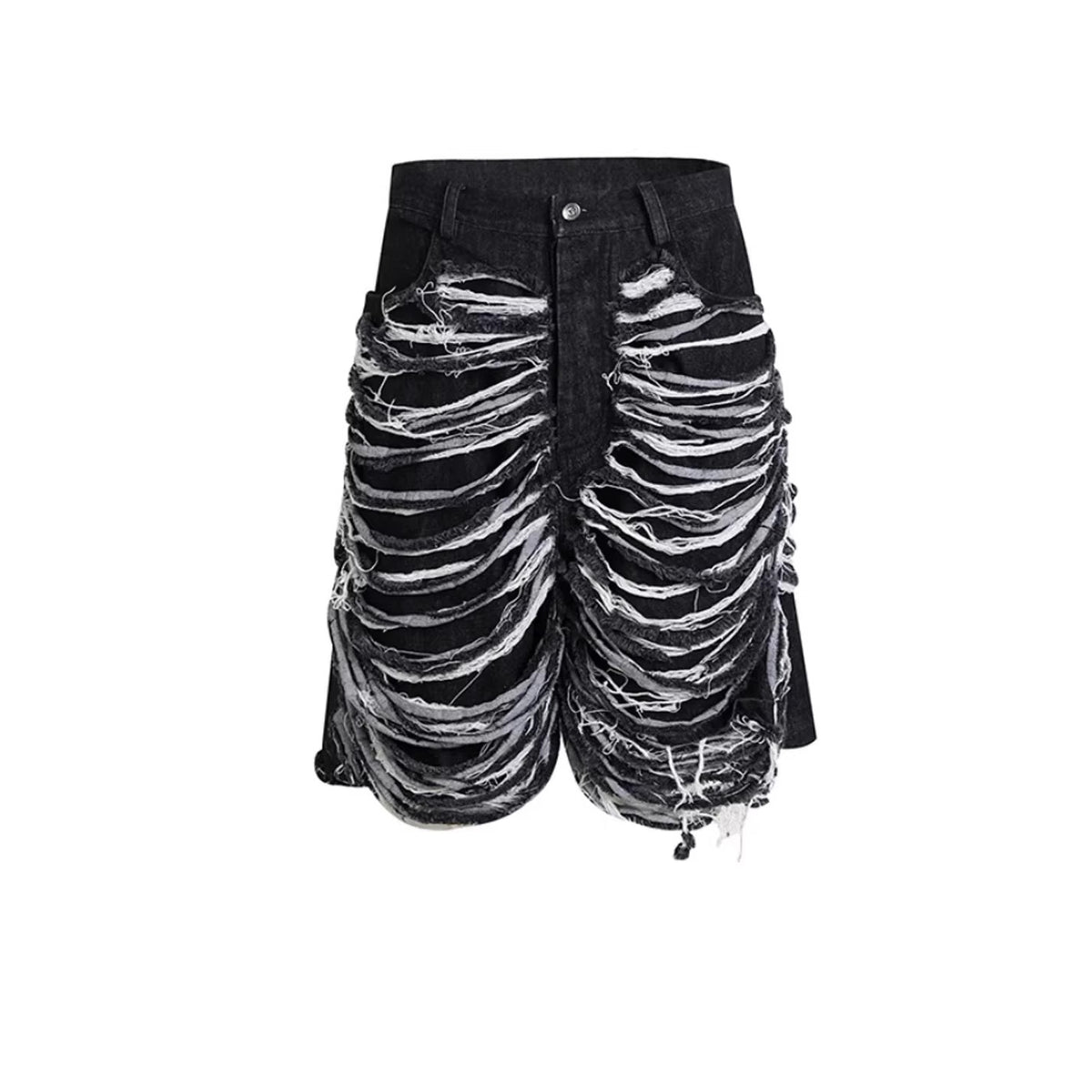Street Style Heavy Washed Cut-Out Distressed Denim Shorts