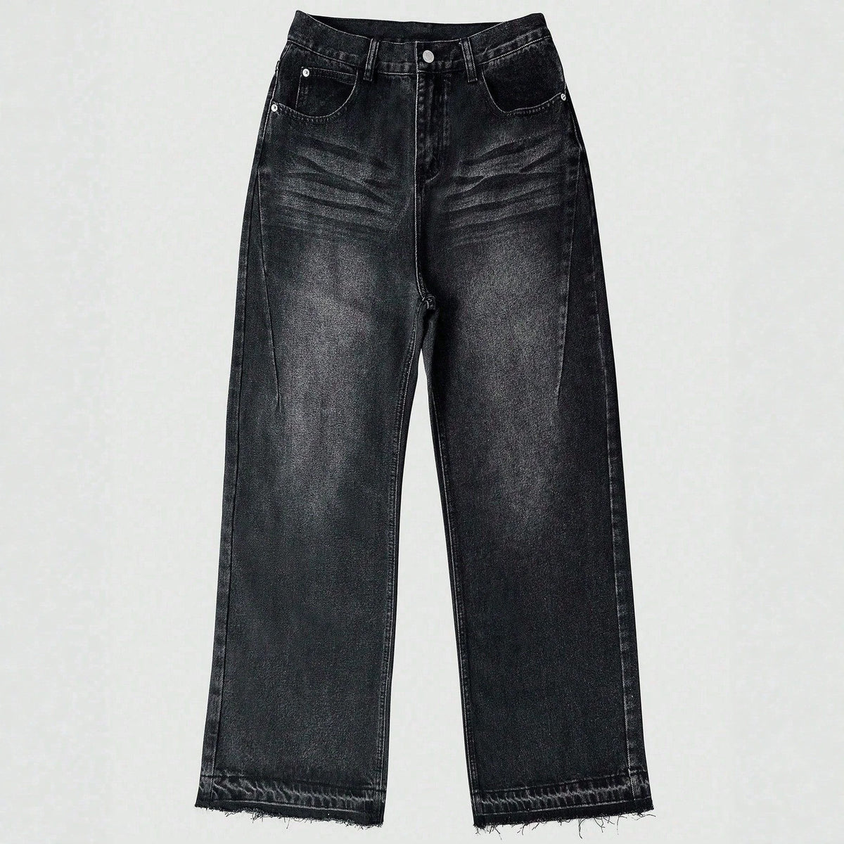 Cotton Casual Pants Men Summer Vintage Washed Denim Jeans Fashion Retro Design Black Relaxed Fit Pants