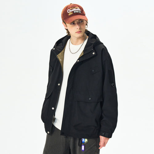 Casual Hooded Workwear Jacket for Men, Loose Fit, Spring and Autumn Fashion Style