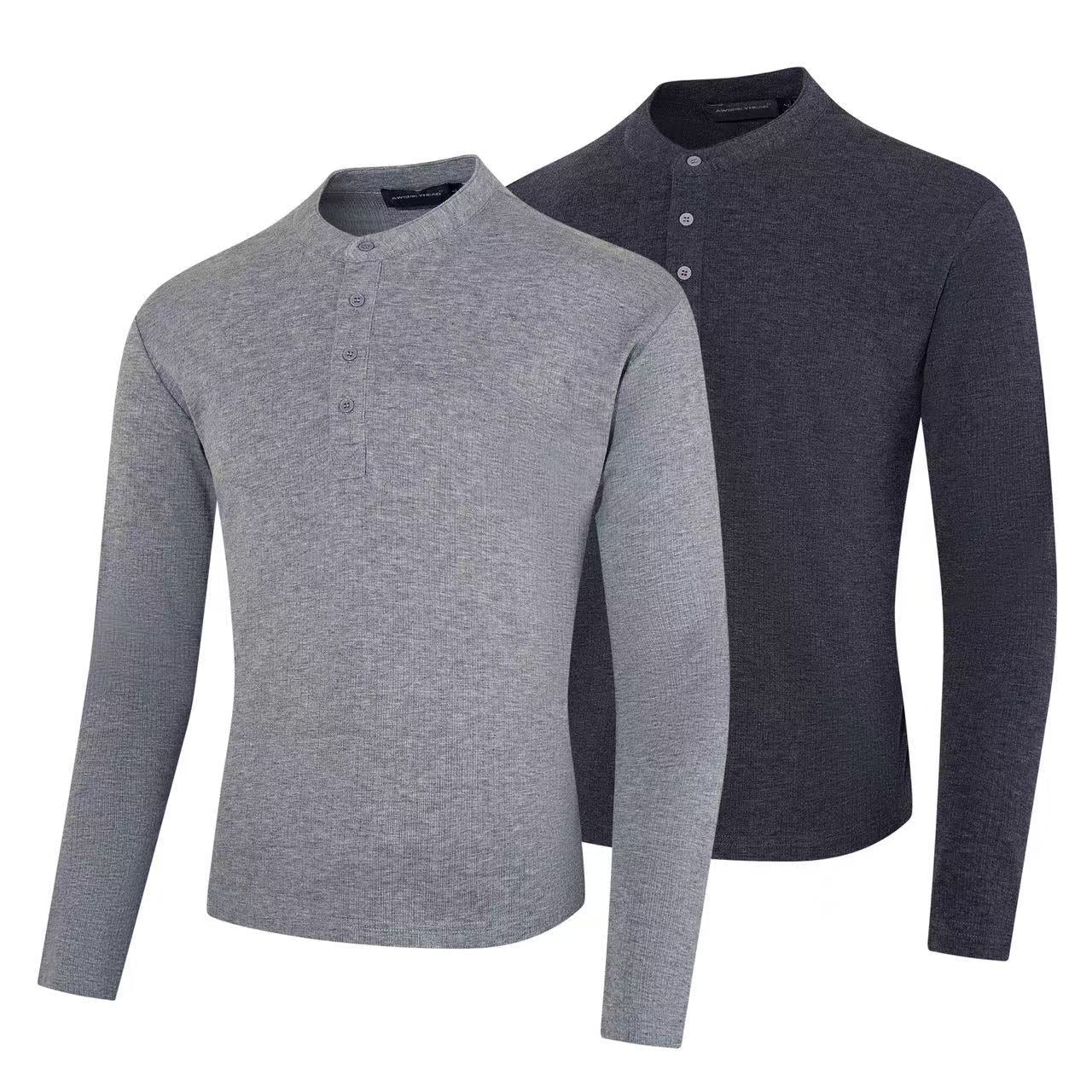 Solid color slim fit base shirt long sleeved shirt