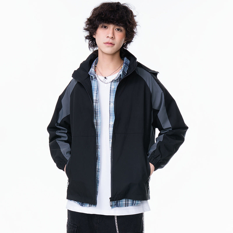 Men's Casual Outdoor Sports Workwear Loose Fit Couple Style Windbreaker Jacket