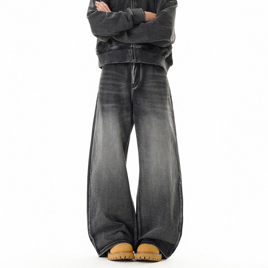 Texture Washed Knife-Edge Denim Pants Men