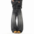 Texture Washed Knife-Edge Denim Pants Men