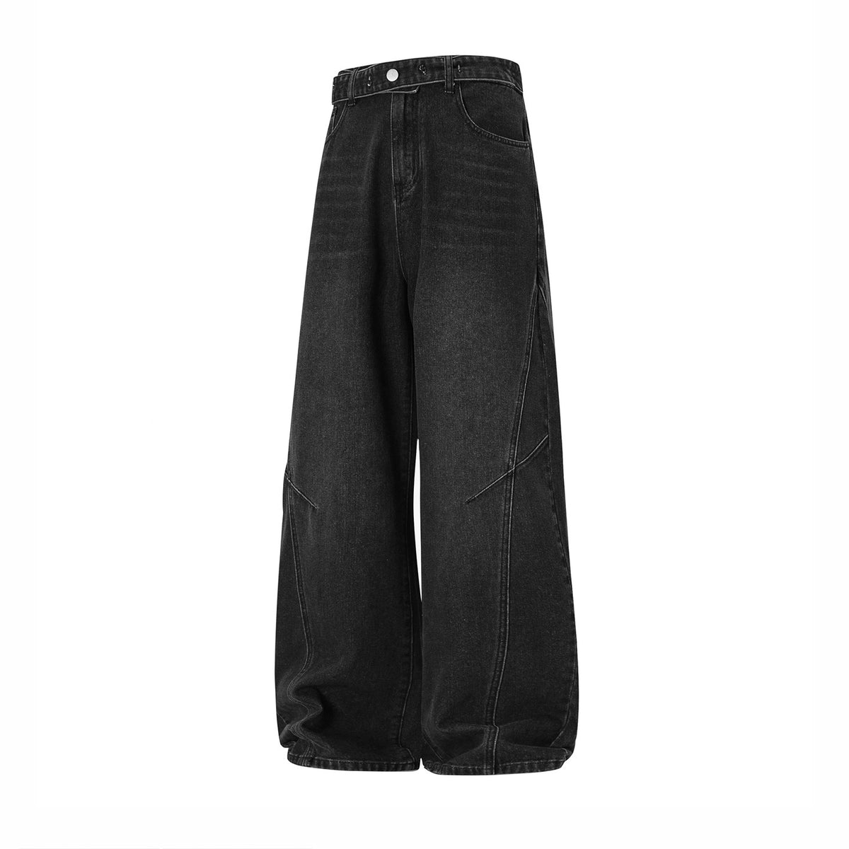 Loose Fit Paris Button Denim Pants Men Deconstructed Panel Washed Vintage  Baggy Trousers