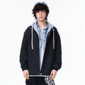 Casual Solid Color Long Sleeve Zipper Stand Collar Loose Fit Men's Windbreaker Jacket