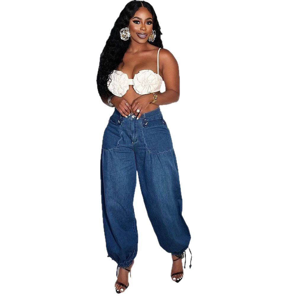 Women's Casual Wide-Leg Jeans with Side ZipperStreet Fashion Style, Versatile and Trendy Pants