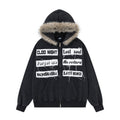 Alphabet patch embroidered contrasting hoodie