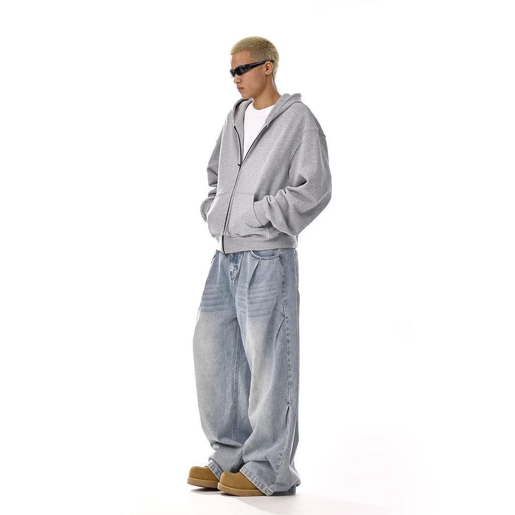 Retro Washed Clean Fit Denim Pants Men's Trendy High Street Straight Leg Versatile Loose Casual Wide Leg Long Pants