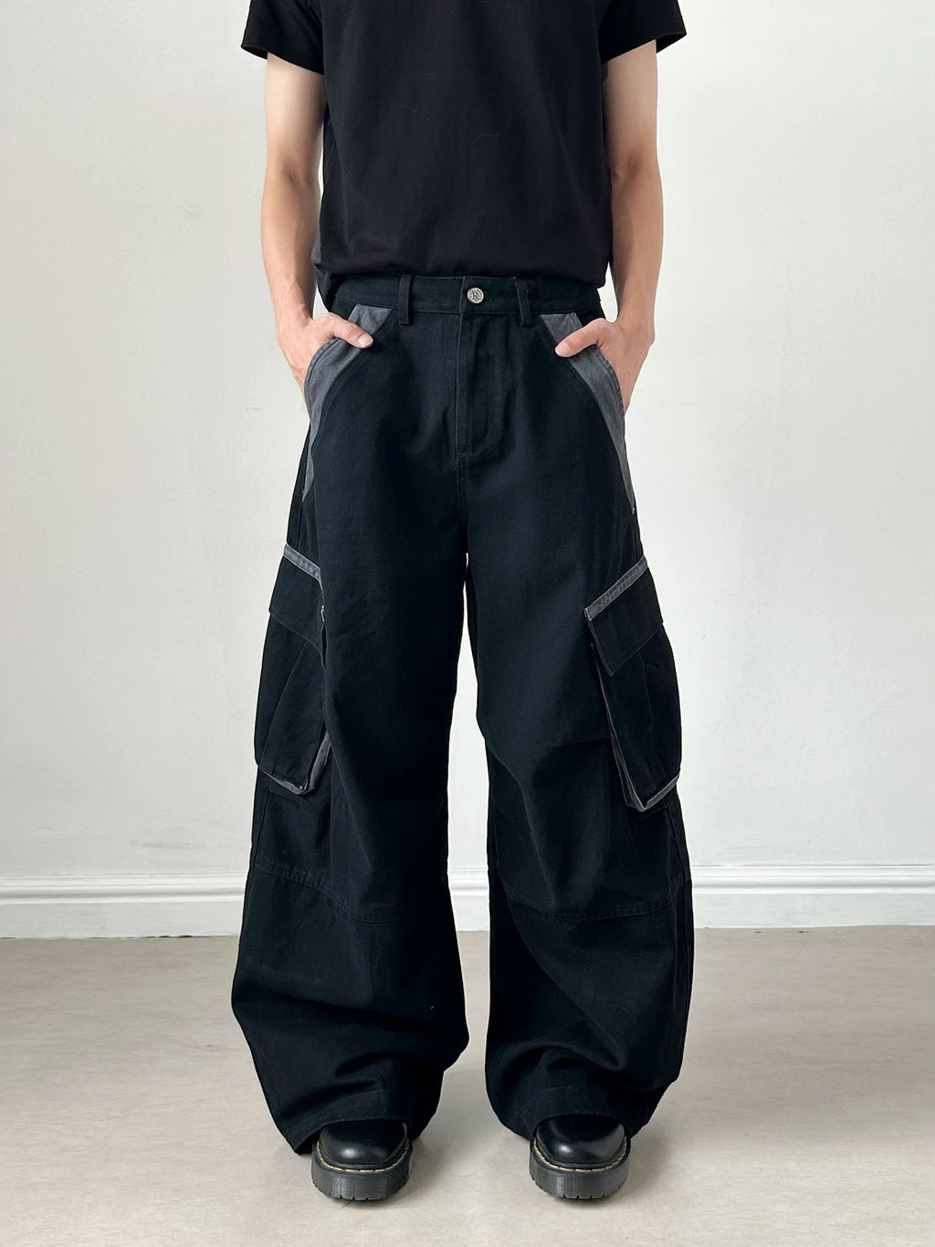 Street Style Fashion Vintage Side Multi-Pocket Cargo Pants Men's Loose Wide Leg Versatile Casual Trousers