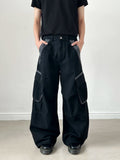 Street Style Fashion Vintage Side Multi-Pocket Cargo Pants Men's Loose Wide Leg Versatile Casual Trousers