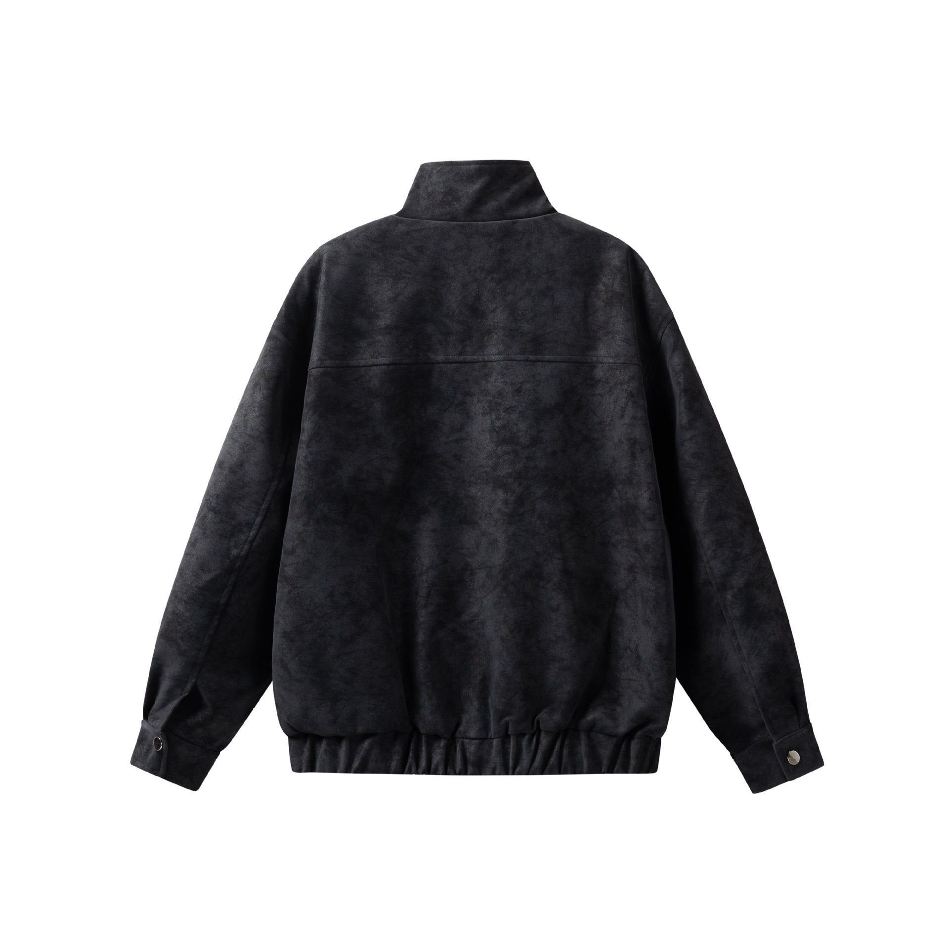Loose Fit Stand Collar Workwear PU Leather Jacket
