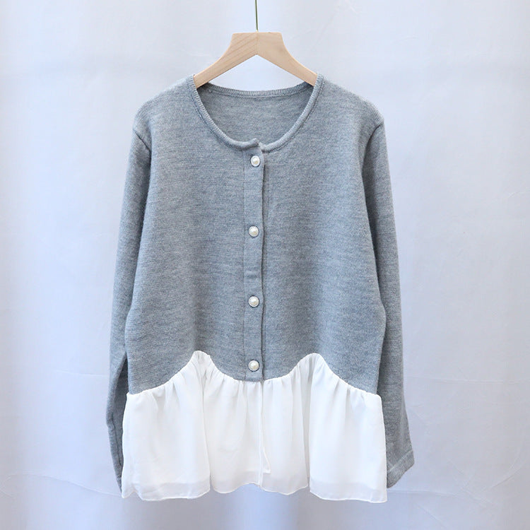 Round neck cardigan sweater