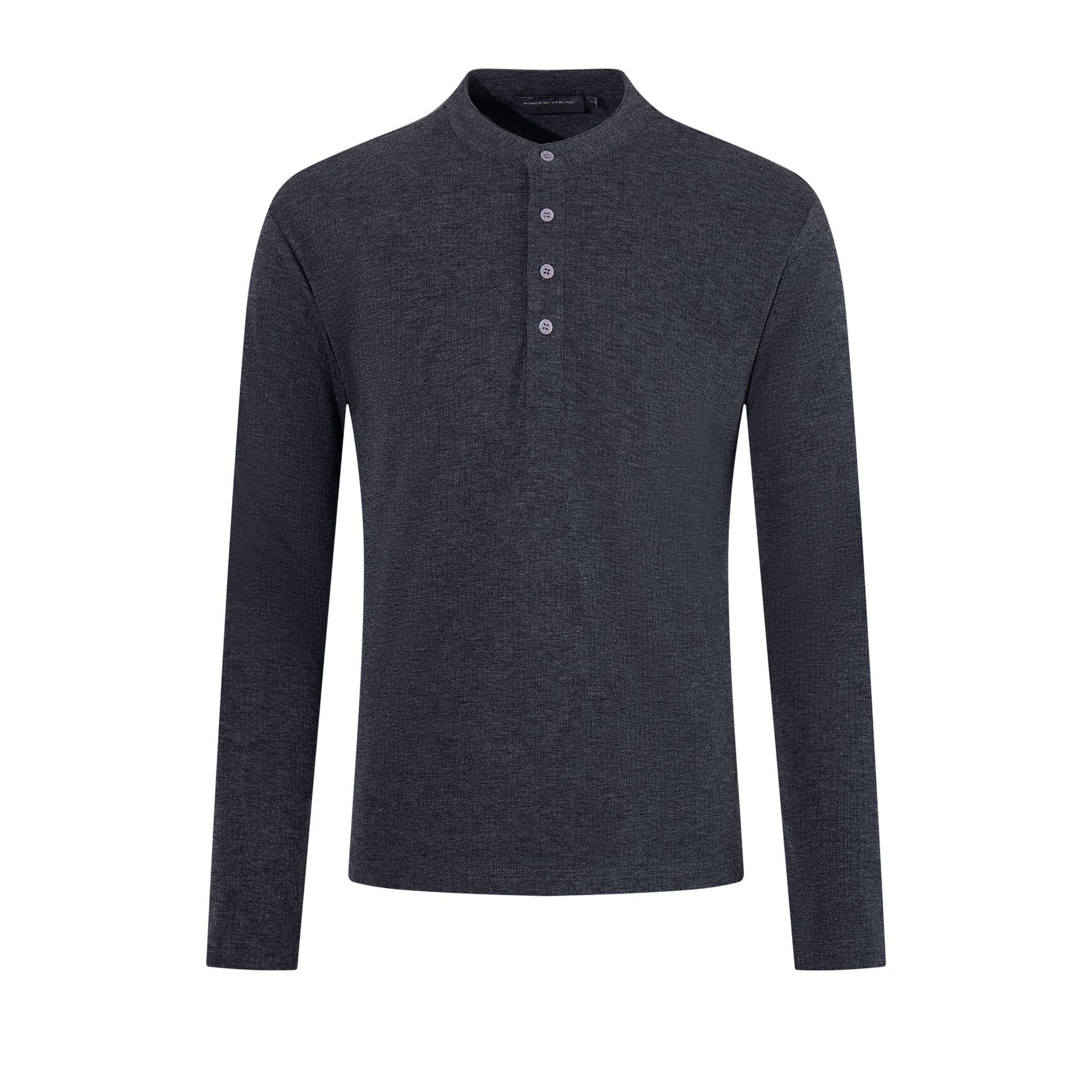 Solid color slim fit base shirt long sleeved shirt