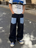 Men's Cargo Pants with Pocket Design, Streetwear Trendy Black Denim Trousers, Fashion Long Pants