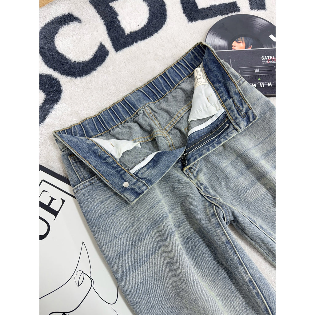 Deconstructed Plaid Patchwork Denim Pants for Men