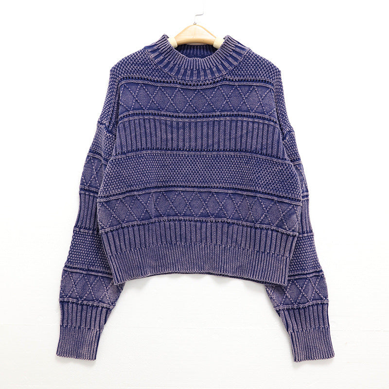 Round neck loose long sleeved sweater top