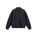 Loose Barn Style Patchwork Turn-down Collar Denim-like Jacket Coat